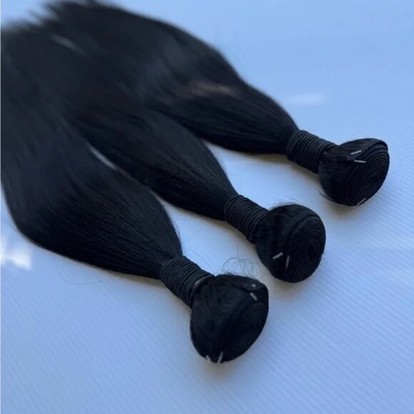 20 In Human hair Blend - Black straight Bundles three pieces - Picture 5 of 5